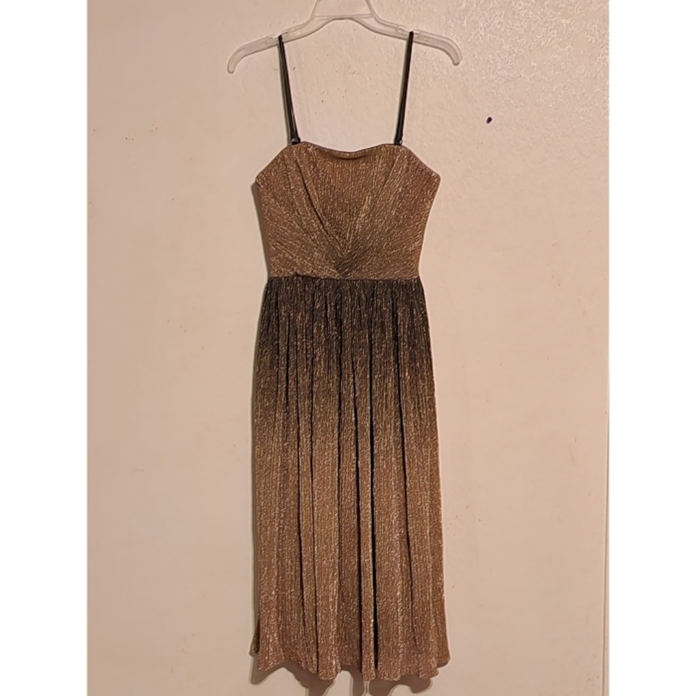 Dress The Poplulation Metallic Gold Green Dress Size XS NWOT